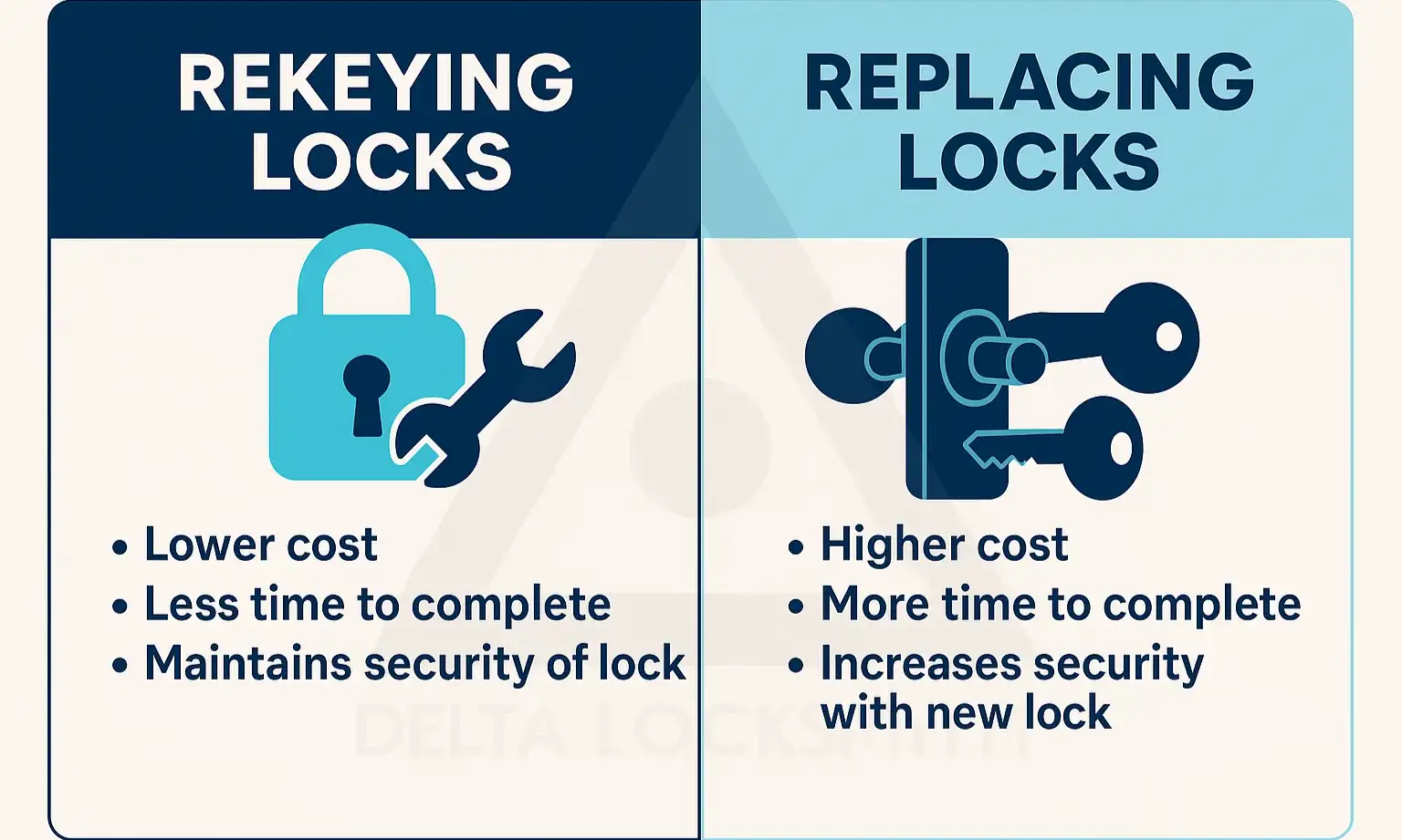Understand the key differences between rekeying and replacing your locks to make the most cost-effective and secure choice.