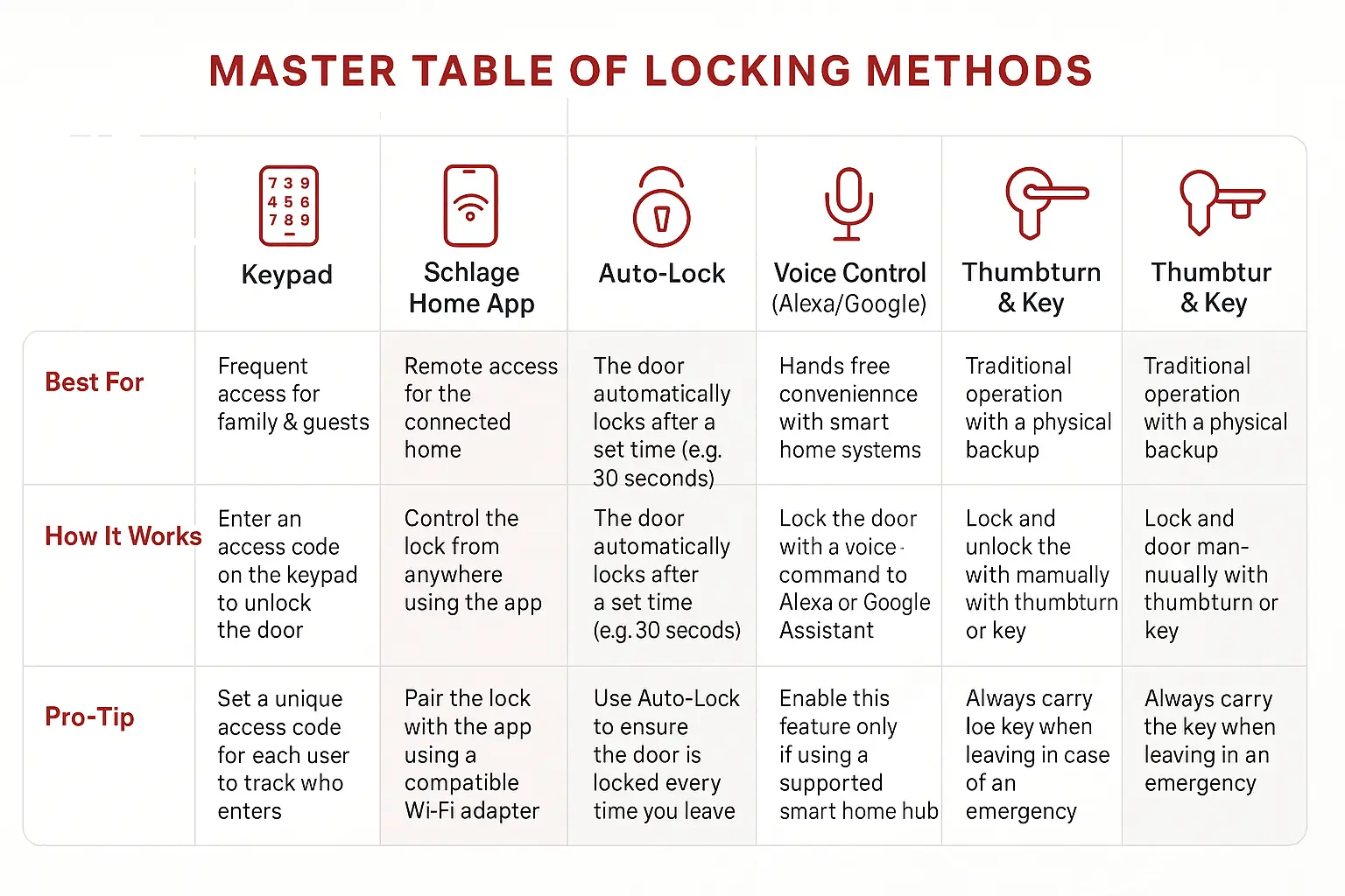 An annotated diagram showing the exterior keypad, interior thumbturn, and keyway of a Schlage smart lock.