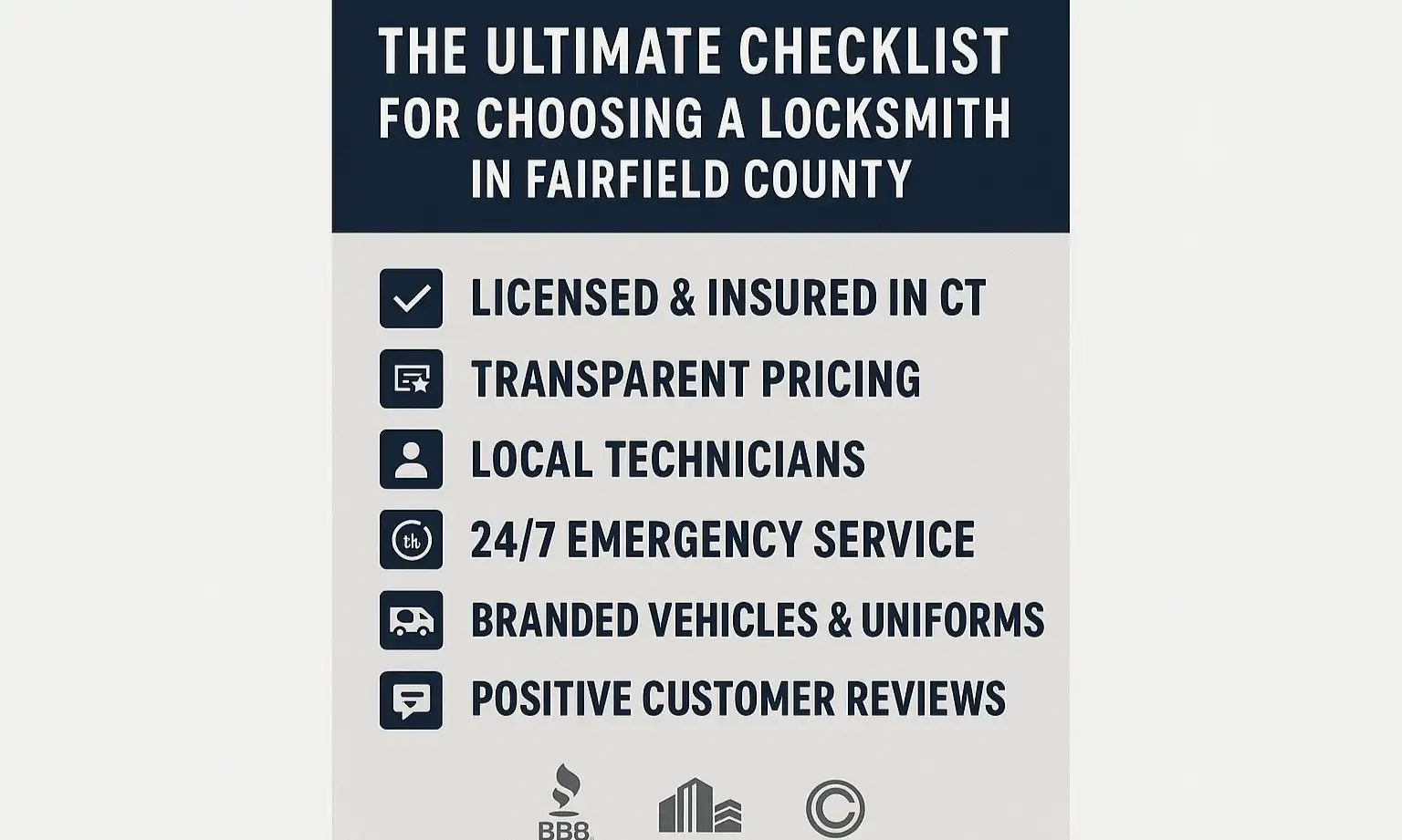 Checklist helping Danbury residents verify locksmith credentials and choose trusted local professionals.