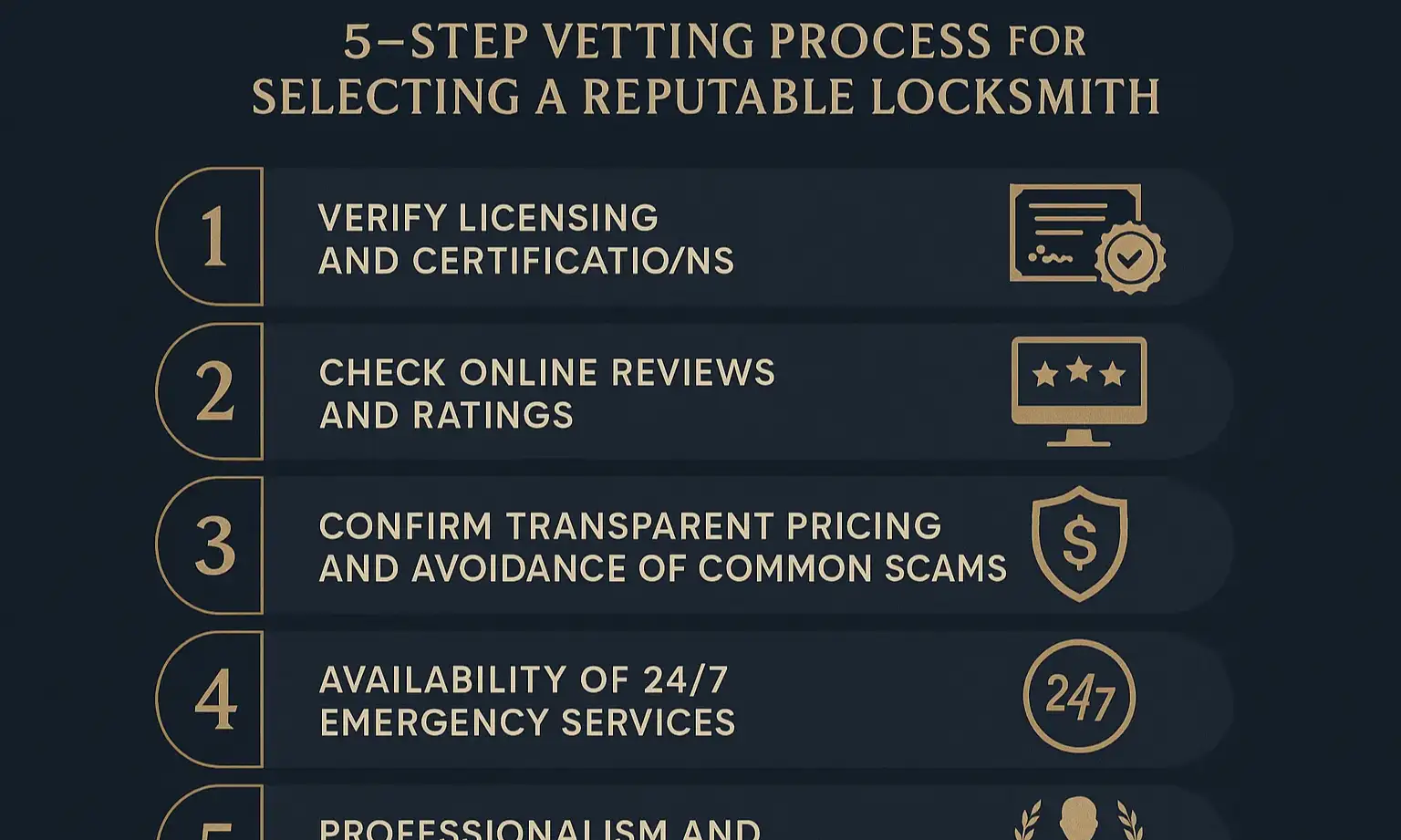 A side-by-side comparison chart of three different locksmith companies, showing their name, rating, review count, title tags, and a list of key services like lock installation, key duplication, and emergency lockout.