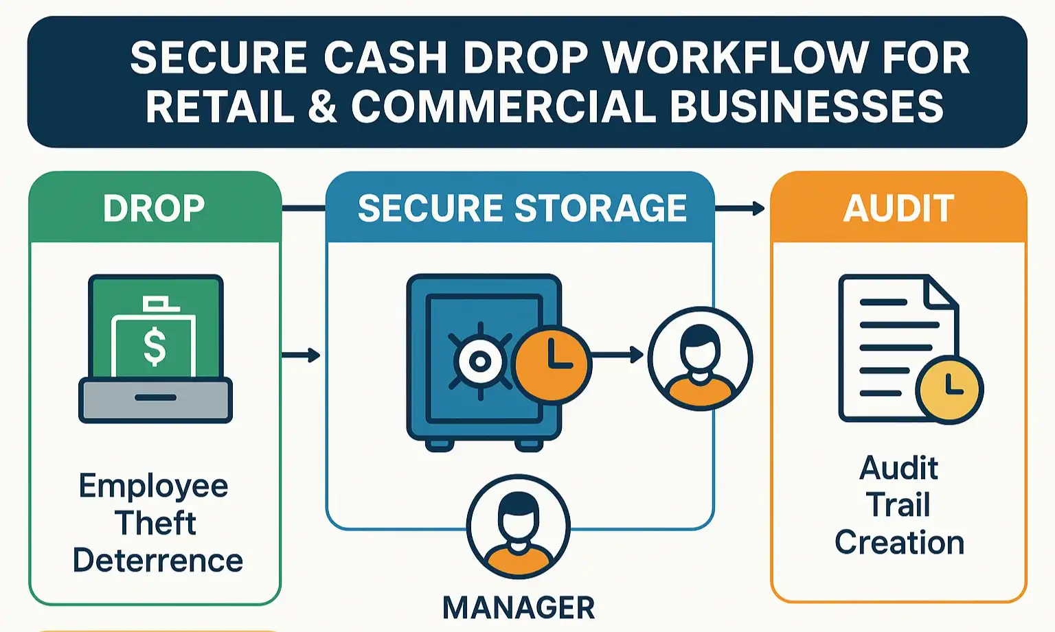 Visualize a foolproof cash handling process that minimizes theft risk and ensures traceable accountability for your business.