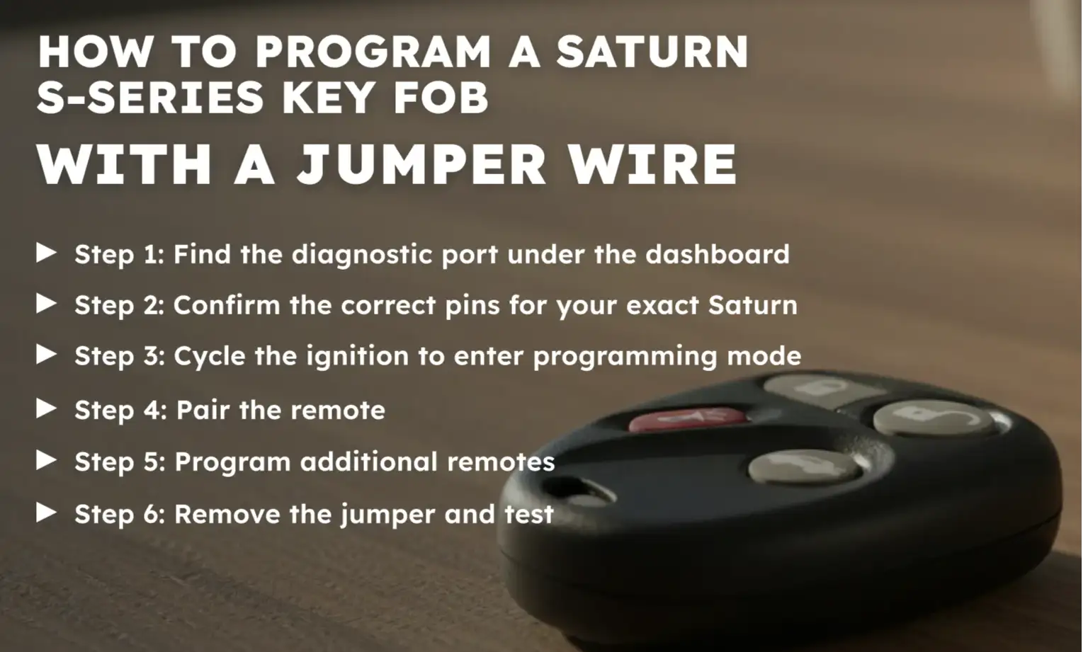 How to Program a Saturn S-Series Key Fob With a Jumper Wire