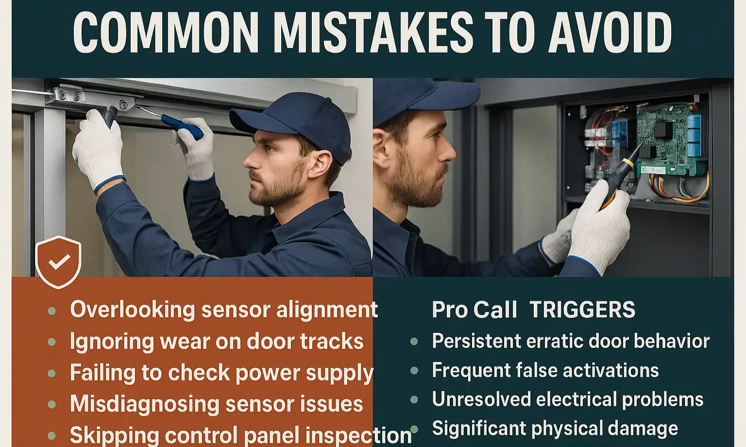 A checklist graphic showing when to call a professional and a simple preventative maintenance schedule.