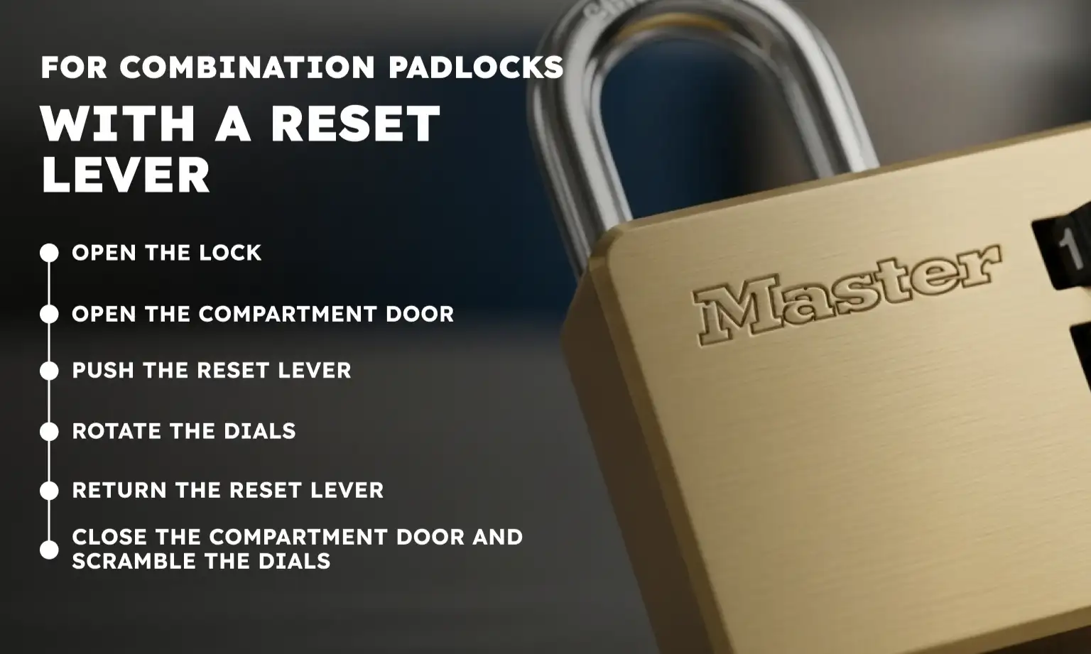 For Combination Padlocks With a Reset Lever