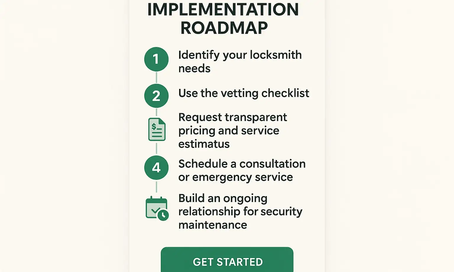 A visual roadmap showing the four key steps for a Greenwich resident: Researching local options, Vetting with a checklist, Saving contact info, and Scheduling a consultation.