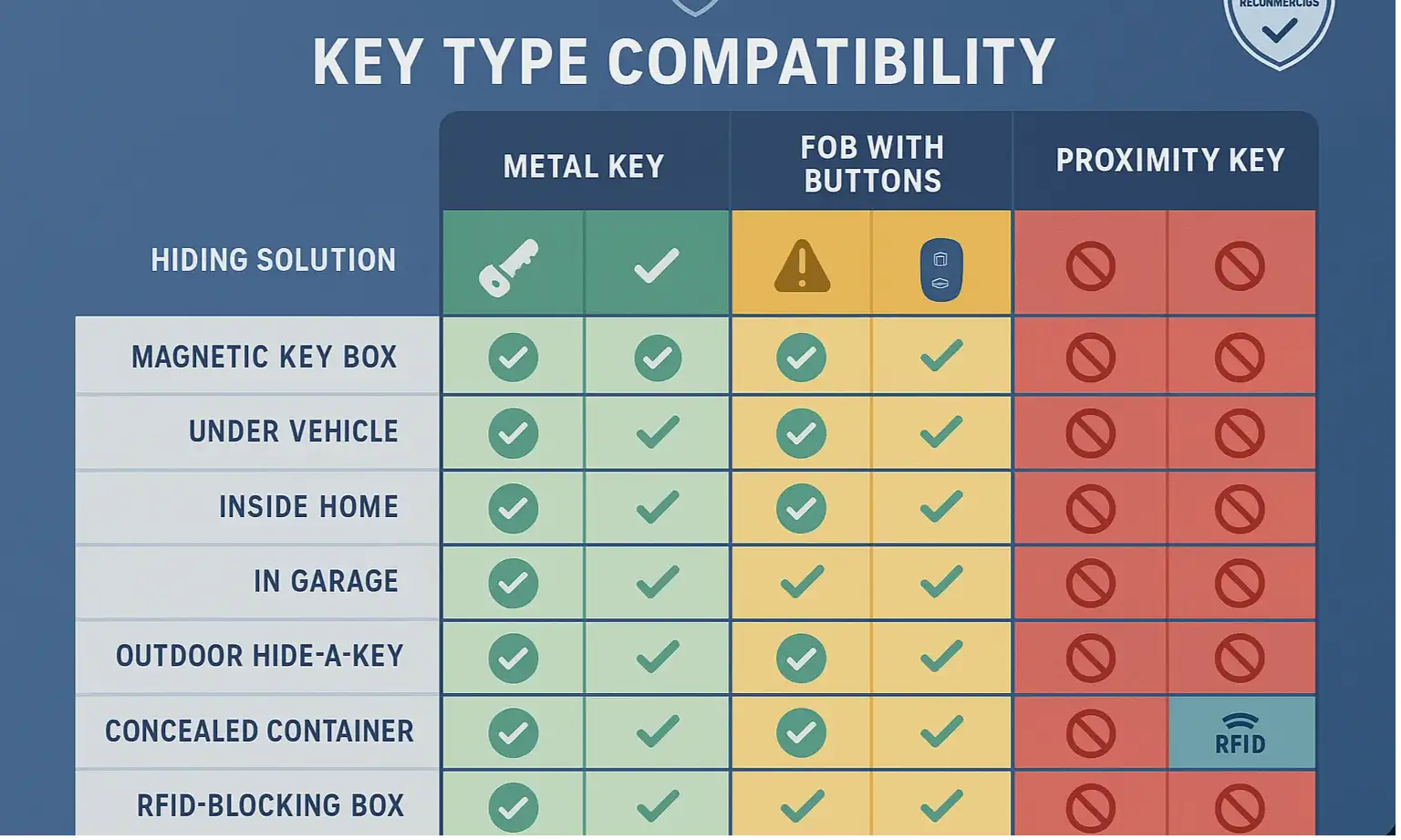 Match your key hiding method to your key type—use this guide to choose the safest, most accessible option.
