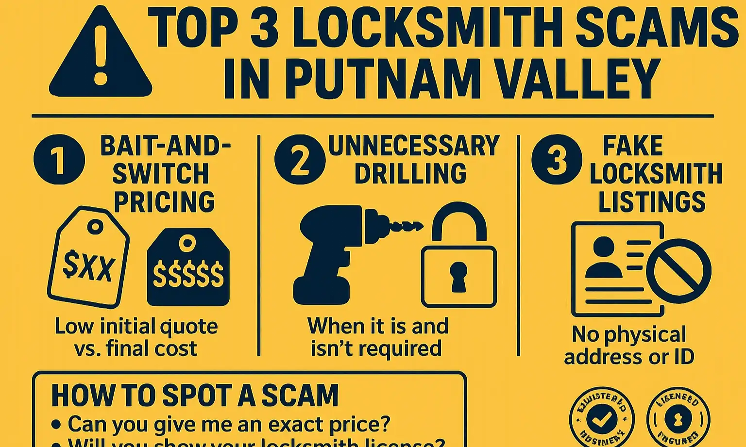 Protect yourself from common locksmith scams with these tips trusted by Putnam Valley residents.