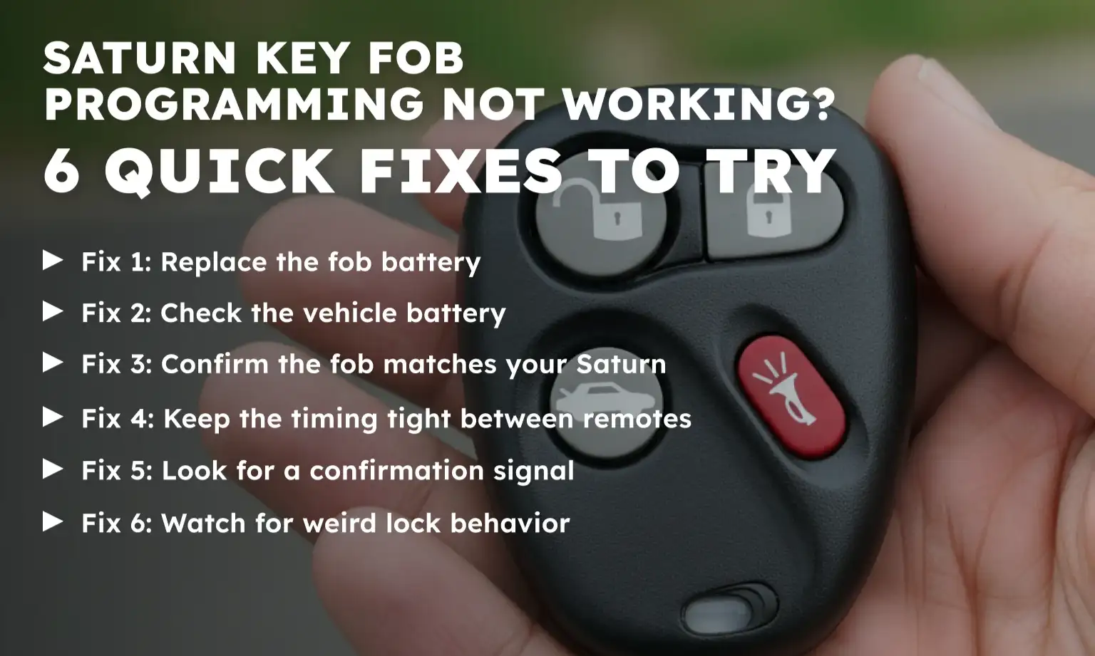 Saturn Key Fob Programming Not Working