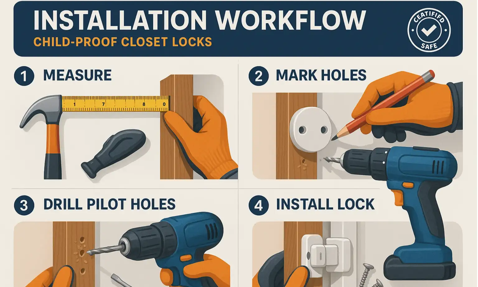 Follow our expert installation guide to secure your closets confidently and keep hazardous items out of children's reach.