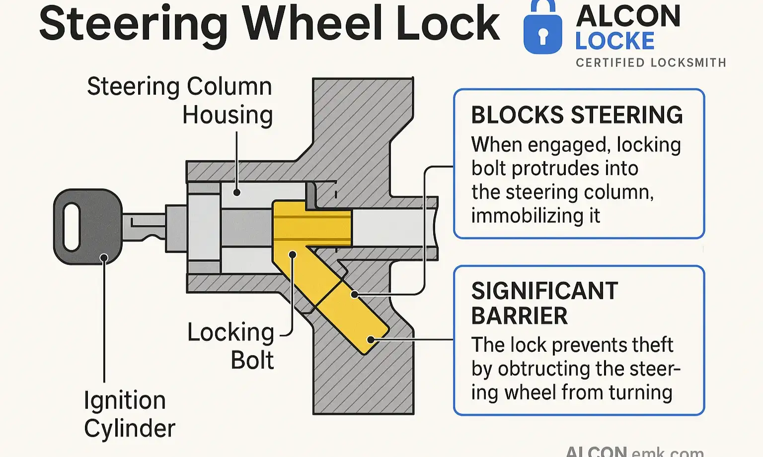 Explains how steering column locks act as the main mechanical barrier in older vehicles.