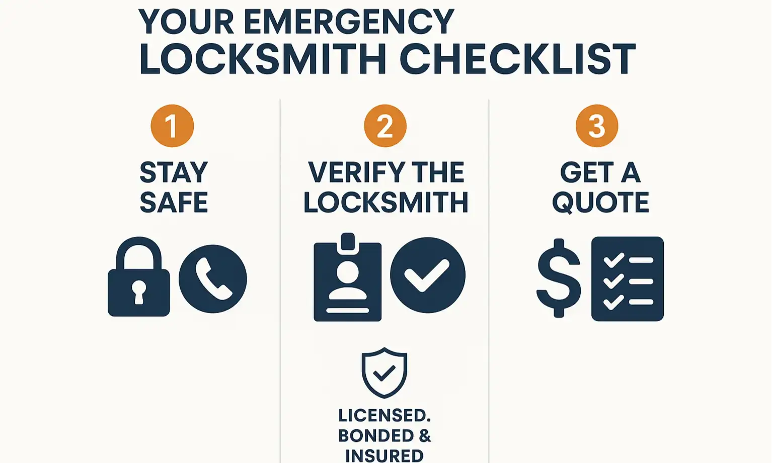 Your Emergency Locksmith Checklist: Stay safe, verify credentials, and get a clear quote to ensure trusted service when every minute counts.