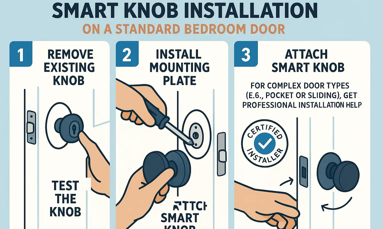 Simple steps to install a bedroom smart lock or choose expert help for a smooth, reliable setup.