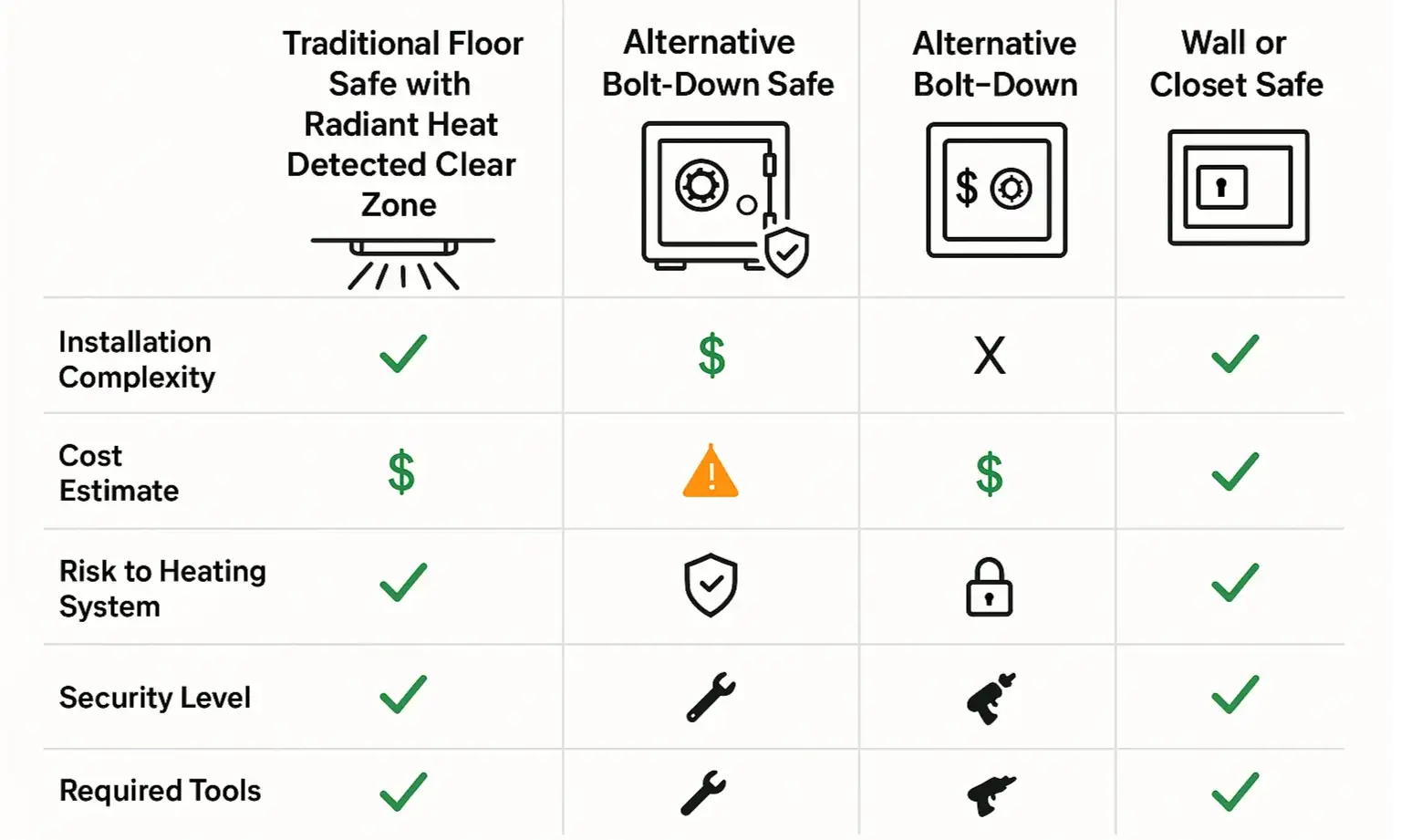 Compare installation methods and risks: Choose the safest, most cost-effective option for your radiant heated floor situation.