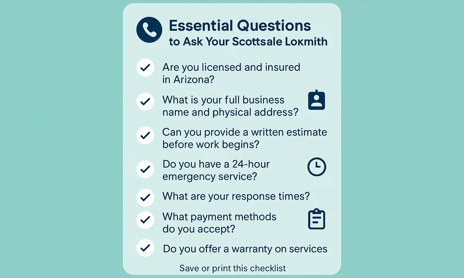 Use these critical questions to confidently vet a locksmith and avoid hidden fees or scams in Scottsdale.