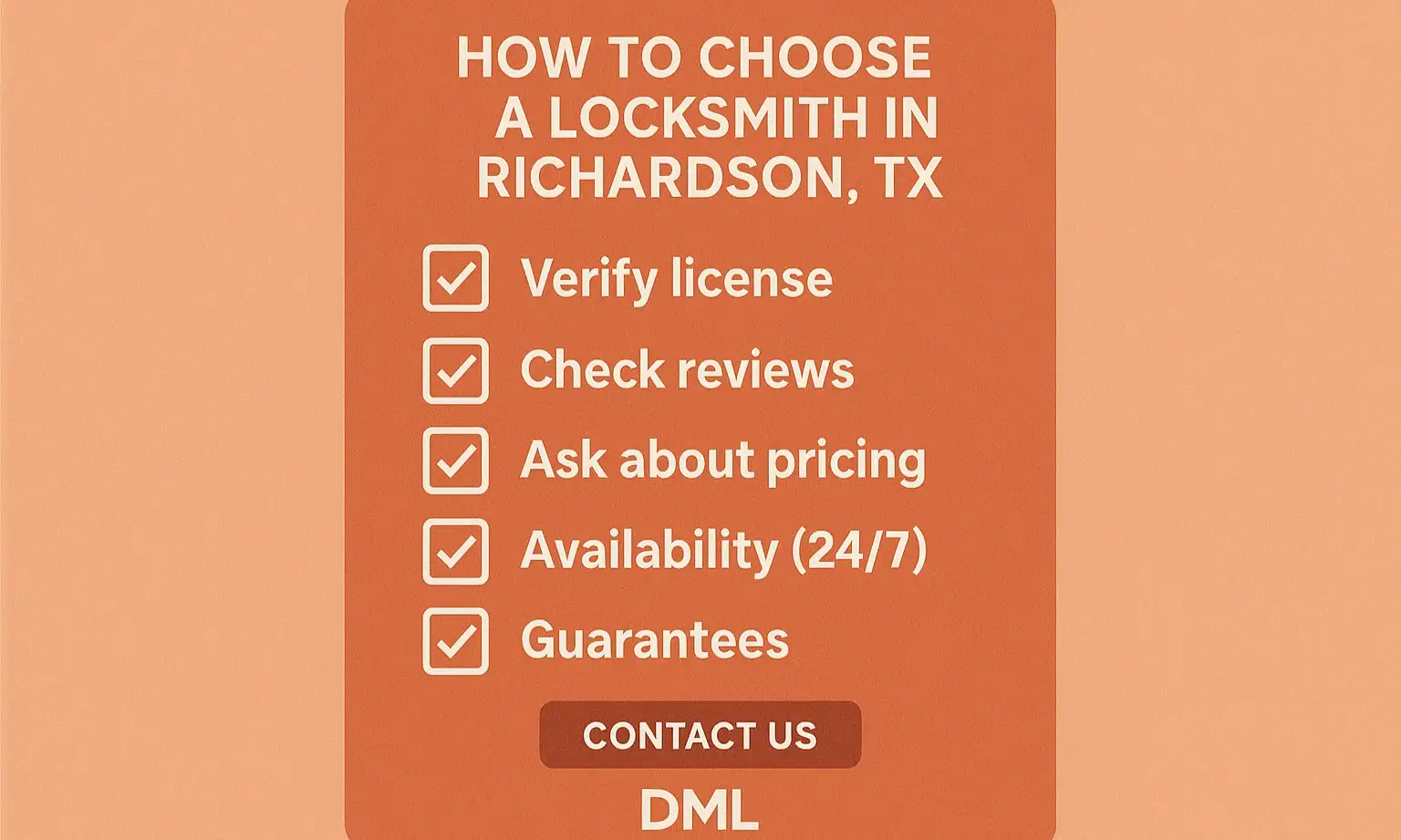 Printable checklist helps verify a locksmith’s license, quote, and professionalism.