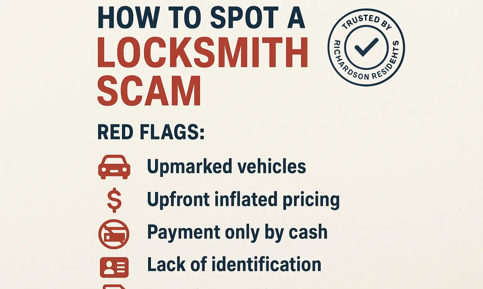 Protect yourself from locksmith scams with this essential Richardson checklist, ensuring your choice is safe, trustworthy, and cost-transparent.