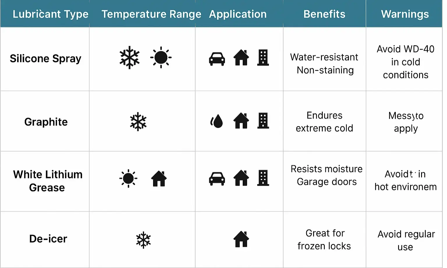 Lubricant guide for weather-related lock protection, helping you choose the right option for reliable performance in extreme conditions.