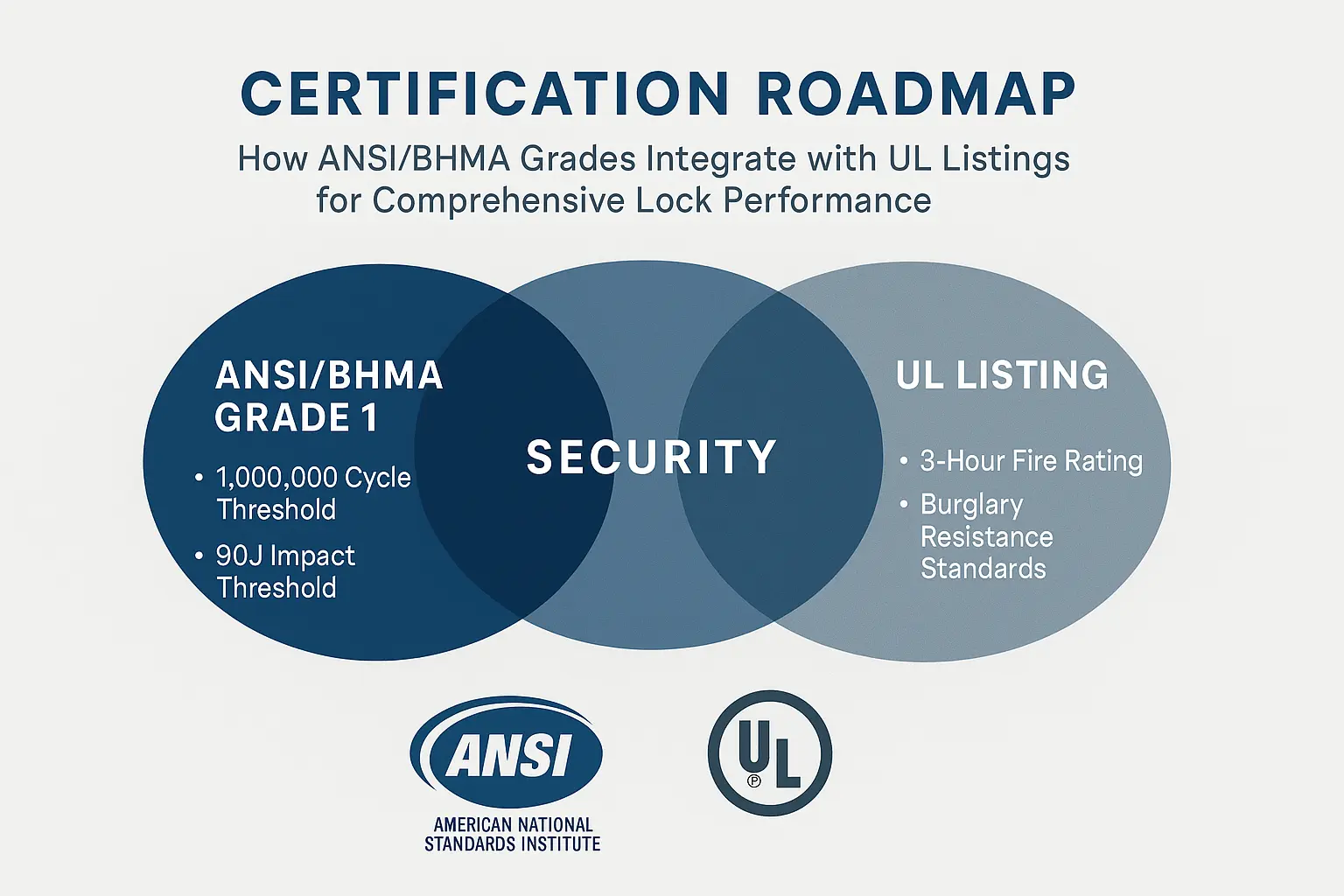 Maximize protection: Combining ANSI/BHMA grades with UL certifications delivers unmatched security, durability, and safety assurance.