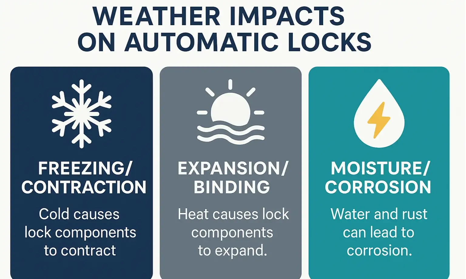 3 key weather factors causing automatic lock failures, helping you understand issues and evaluate solutions effectively.