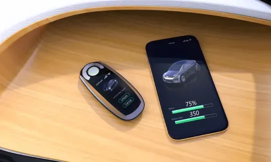 smart key and smartphone on a table