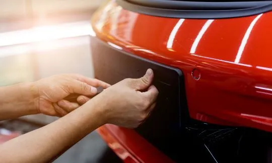 Bumper of a red car