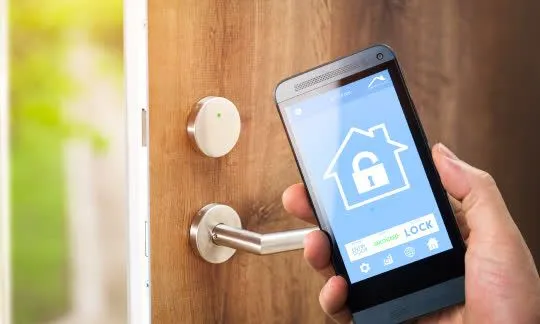 smartphone opens a smart lock