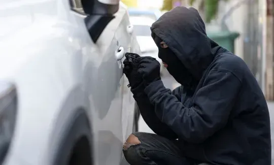 thief tries to open car