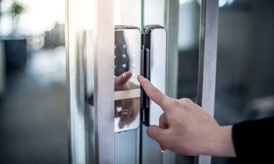 man opens sensor door lock