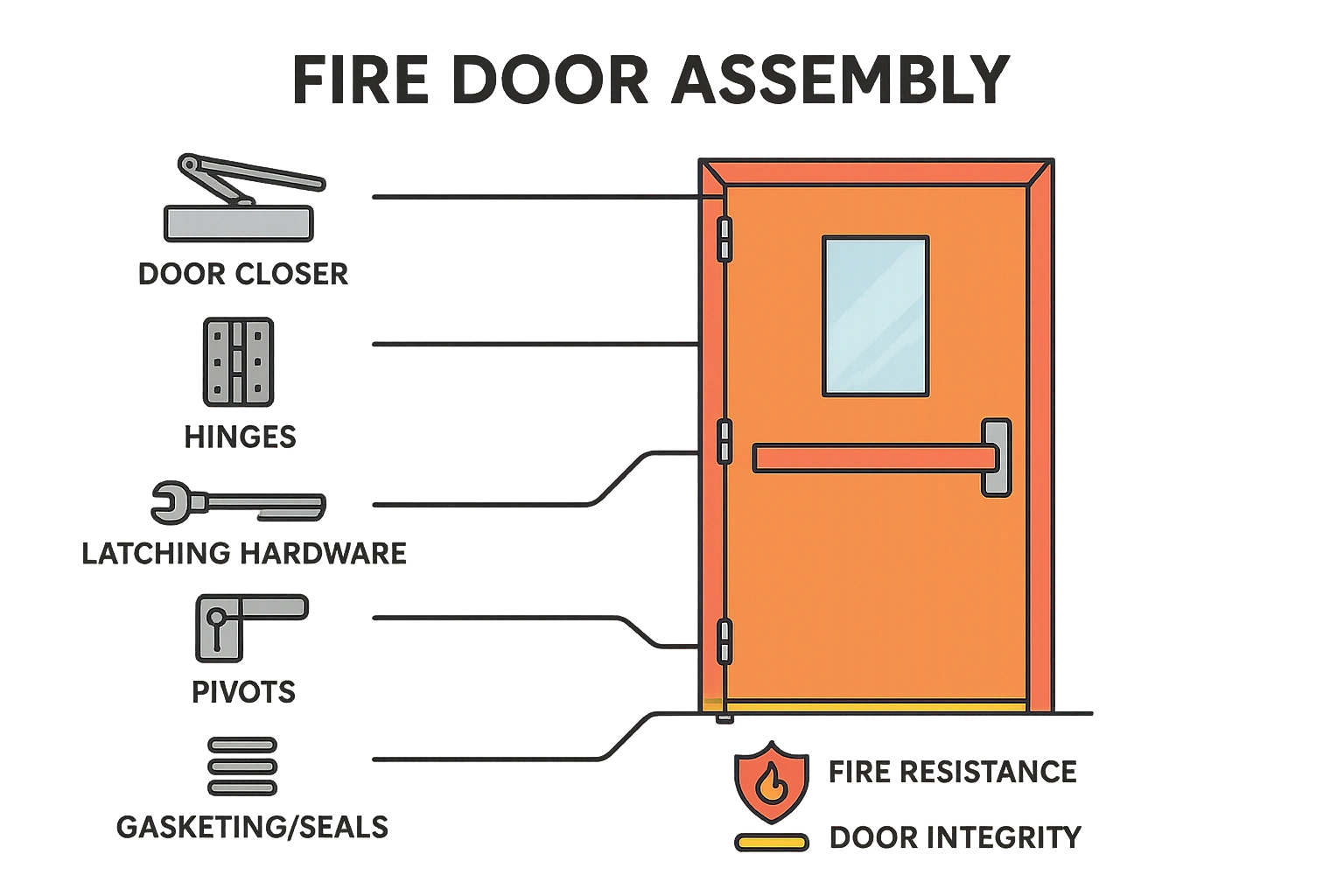 This flowchart breaks down the complex process of diagnosing and adjusting fire door closers into manageable, sequential steps to restore proper door closing function and code compliance.