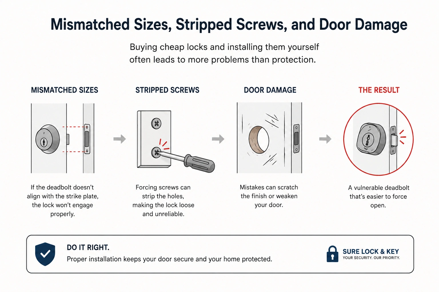 Door damage by cheap locks