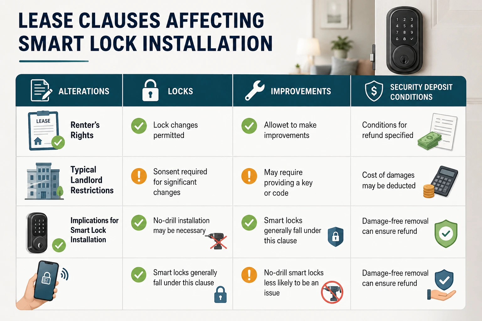 lease clauses affecting smart lock installation