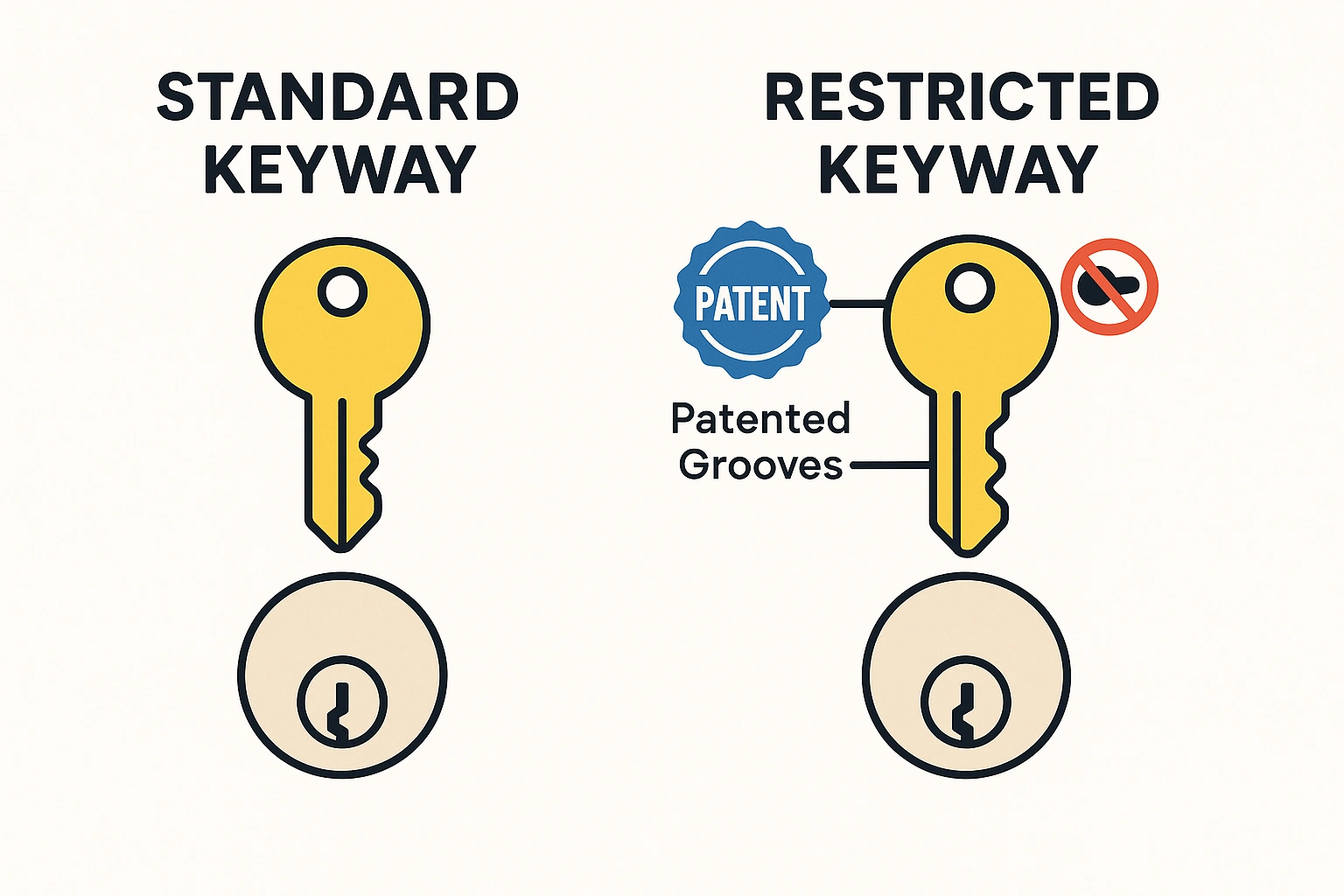 Key-retaining locks physical policy enforcement