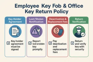 This memory aid reinforces the critical components of effective physical access credential policies, making it easy to remember and implement structured offboarding procedures.