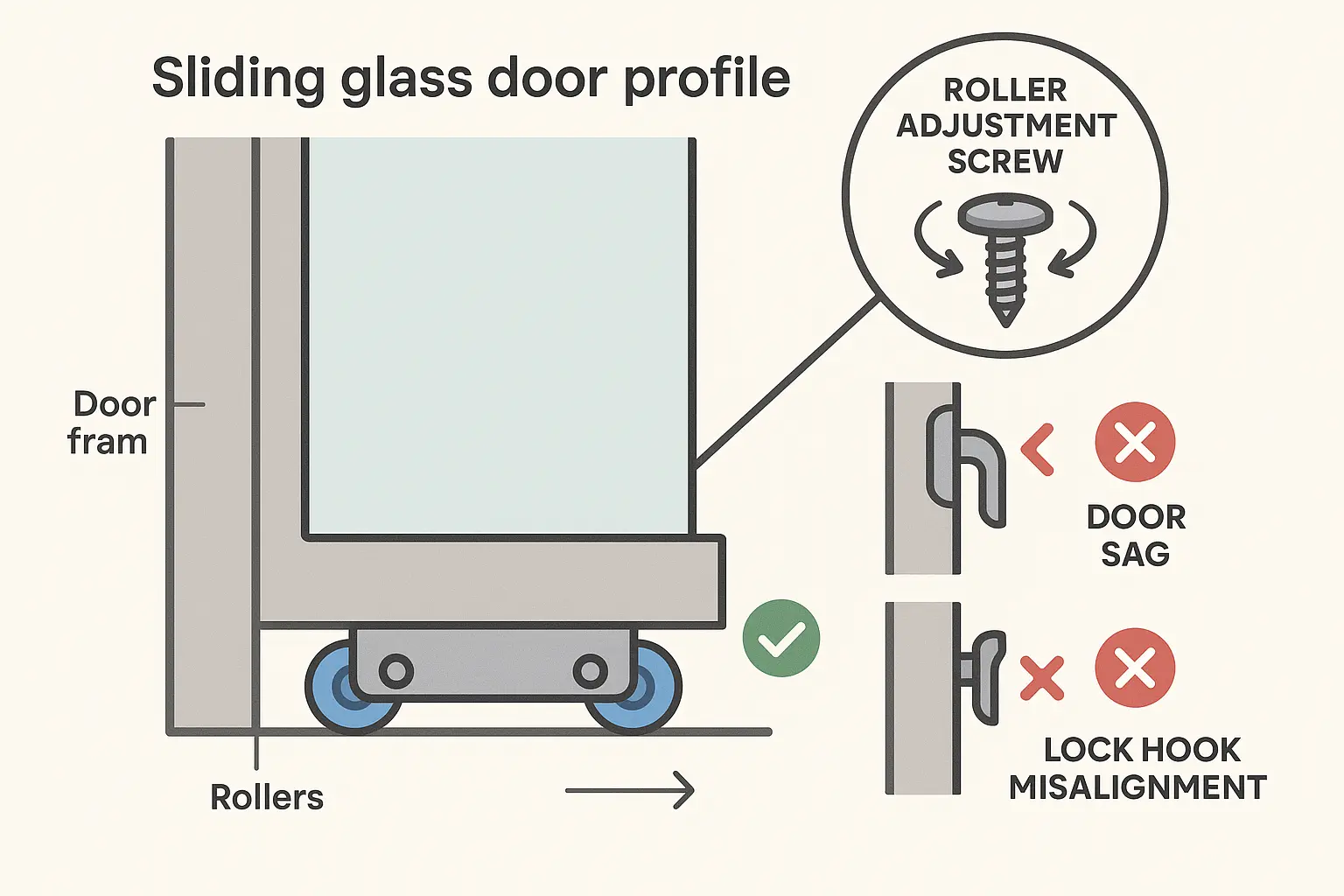 Illustration of adjusting roller screws