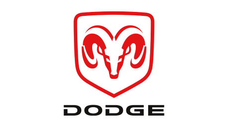 Black Dodge logo with red ram emblem